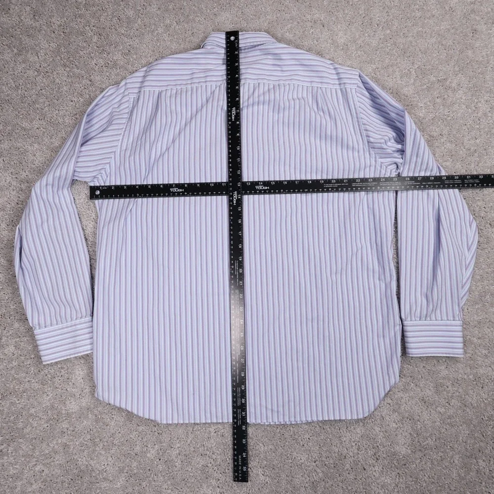J Crew 80s 2-Ply Striped Button Down‎ Shirt Long Sleeve Cotton XL (17-17 1/2)